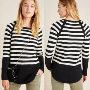 Anthropologie Rebekah Striped Tunic Sweater in Black and White